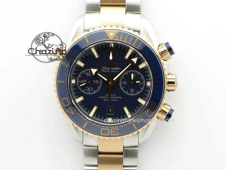 1224 FlexibleFit Seamaster Professional Chrono SS RG Blue Ceramic Blue Dial On SS RG Bracelet A 8211